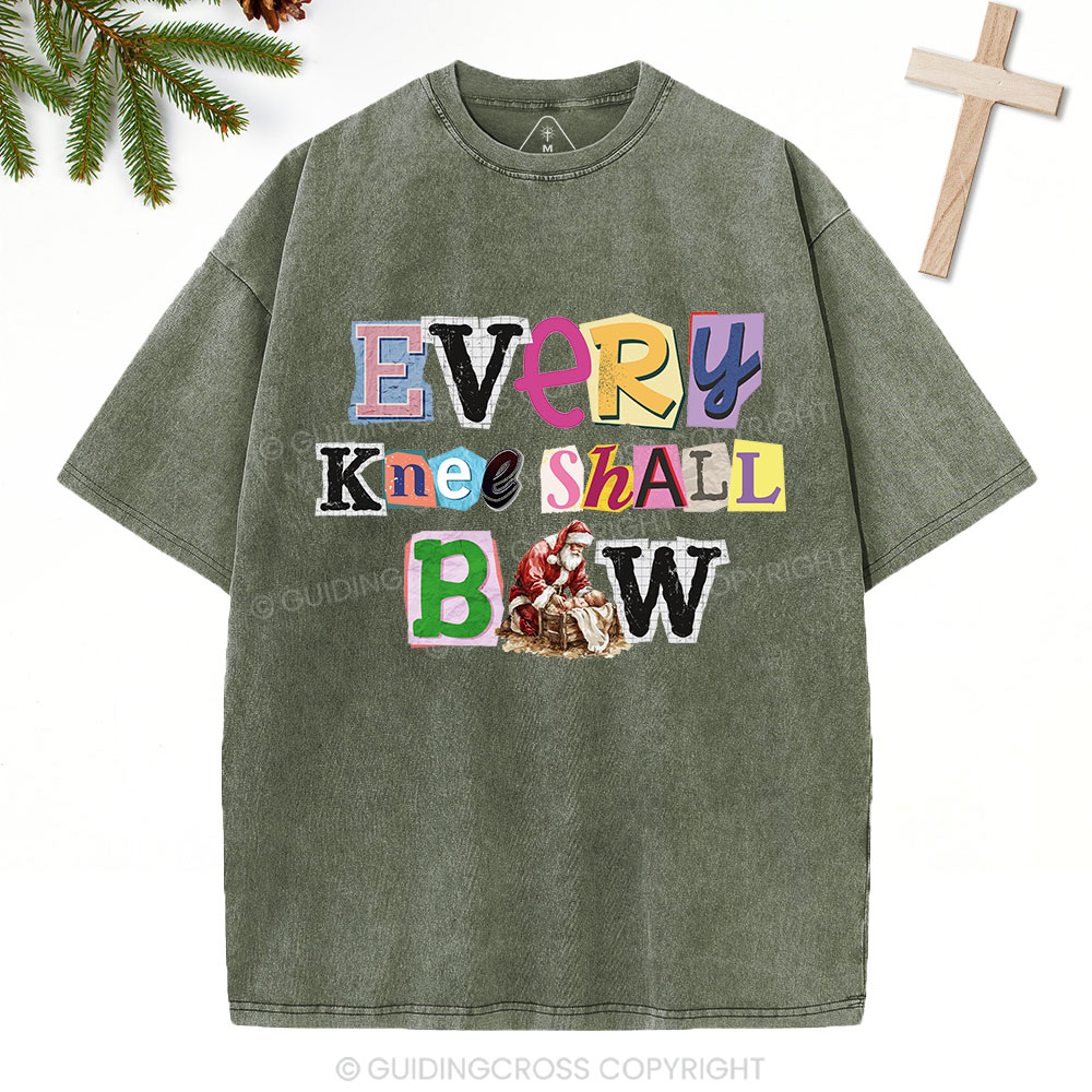 Every Knee Shall Bow Christian Washed T-Shirt