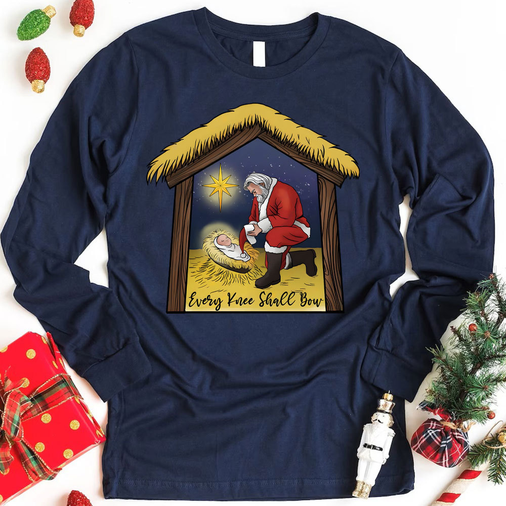 Every Knee Shall Bow Christian Long Sleeve T-Shirt