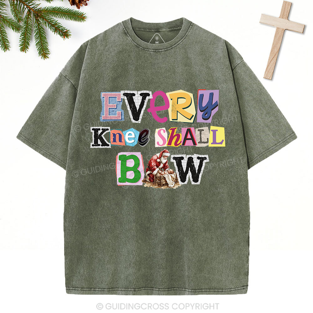 Every Knee Shall Bow Christian Washed T-Shirt