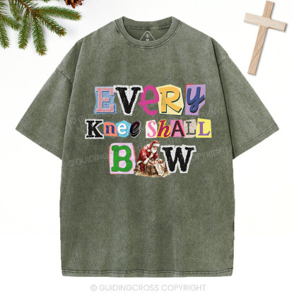 Every Knee Shall Bow Christian Washed T-Shirt