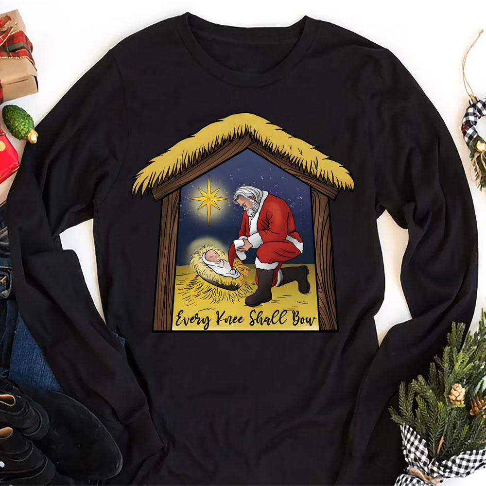 Every Knee Shall Bow Christian Long Sleeve T-Shirt