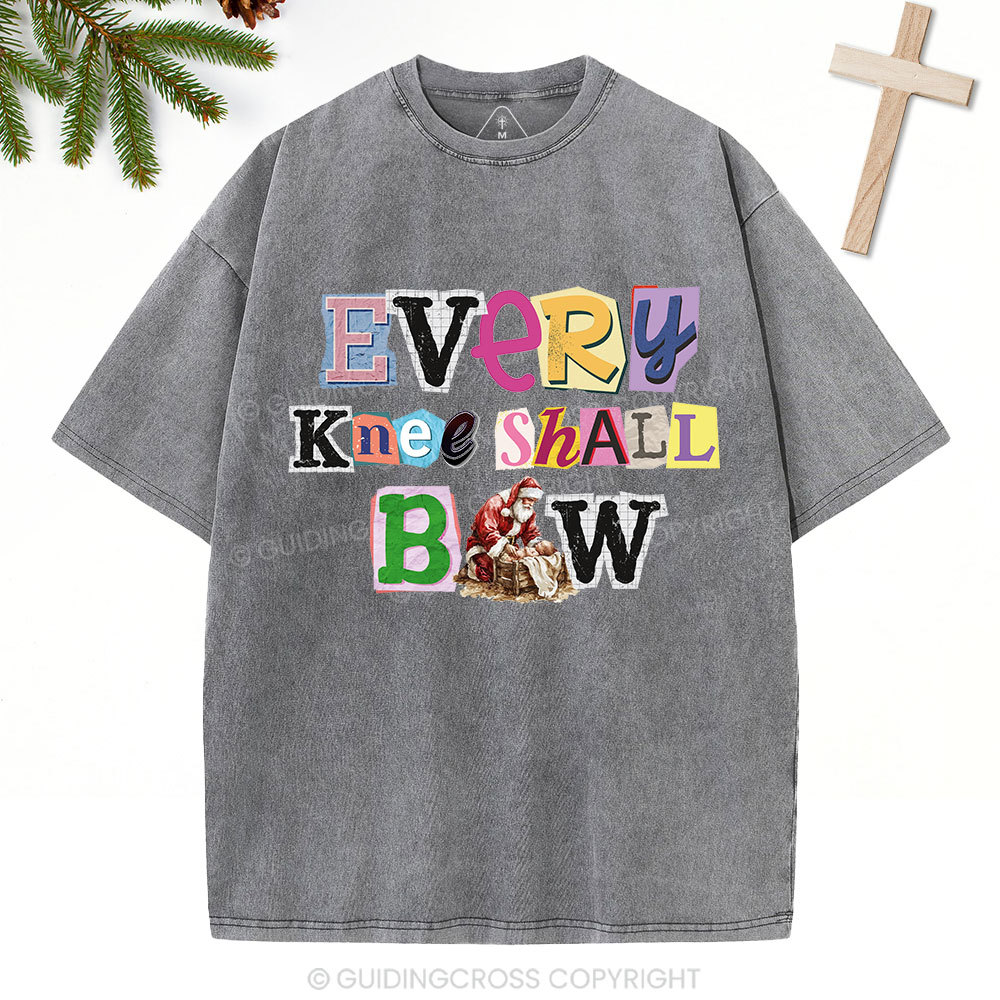 Every Knee Shall Bow Christian Washed T-Shirt