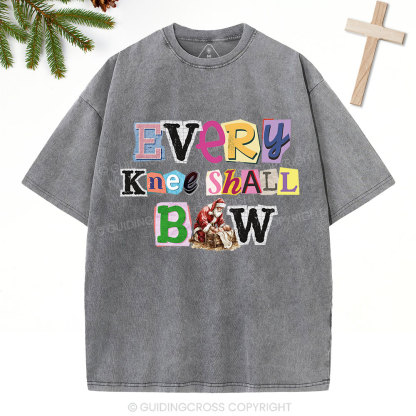 Every Knee Shall Bow Christian Washed T-Shirt