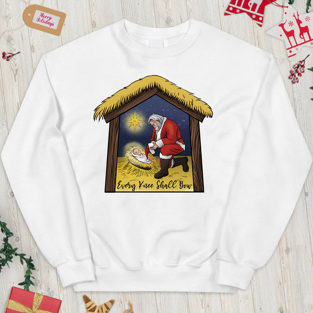 Every Knee Shall Bow Christian Christmas Sweatshirt