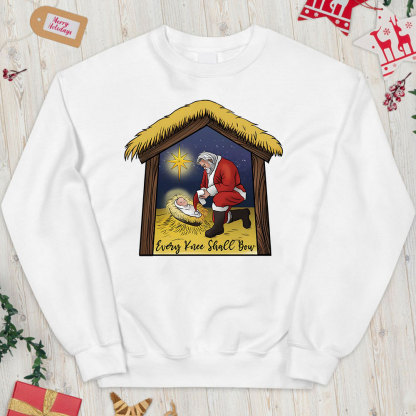 Every Knee Shall Bow Christian Christmas Sweatshirt