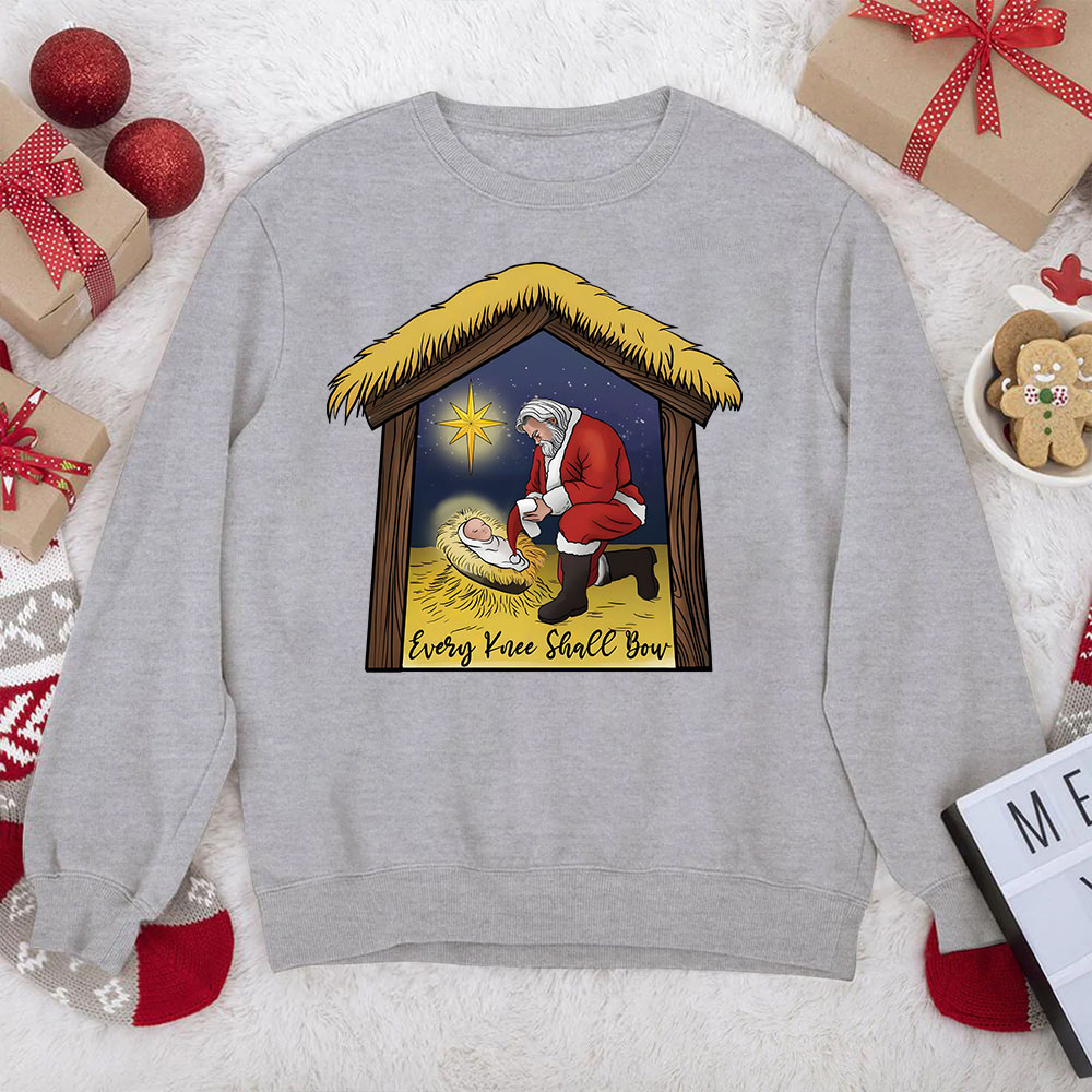 Every Knee Shall Bow Christian Christmas Sweatshirt