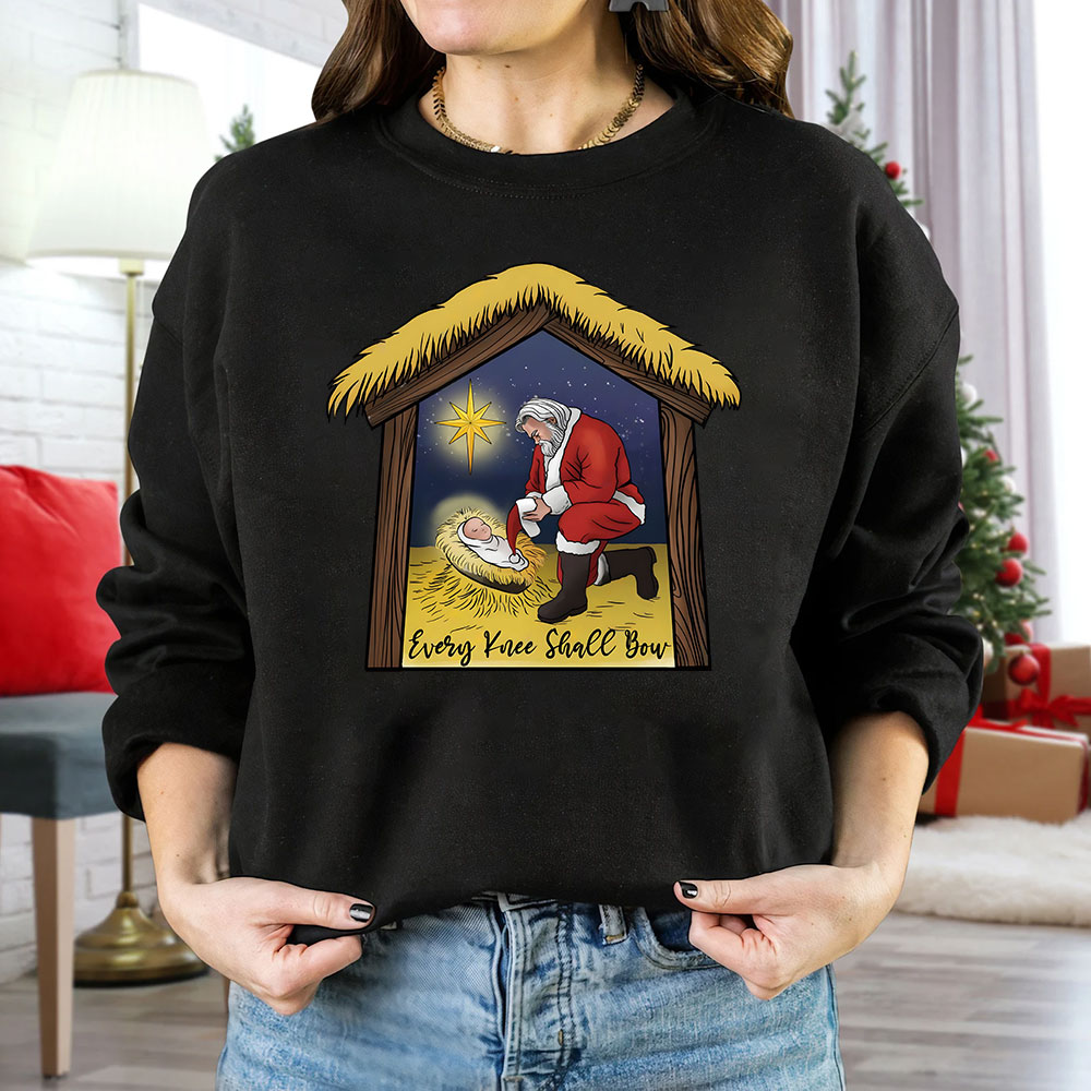 Every Knee Shall Bow Christian Christmas Sweatshirt