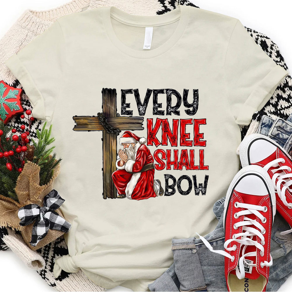 Every Knee Shall Bow Christian Christmas T-Shirt