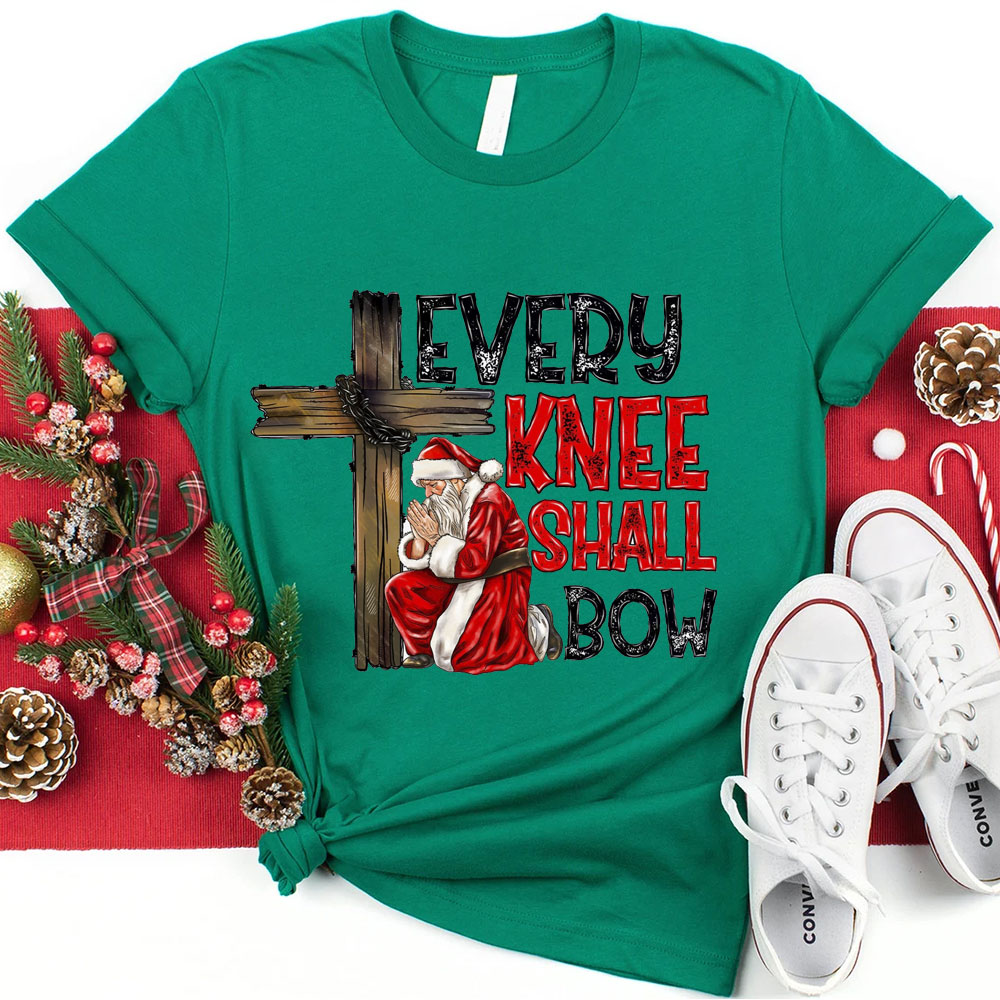 Every Knee Shall Bow Christian Christmas T-Shirt