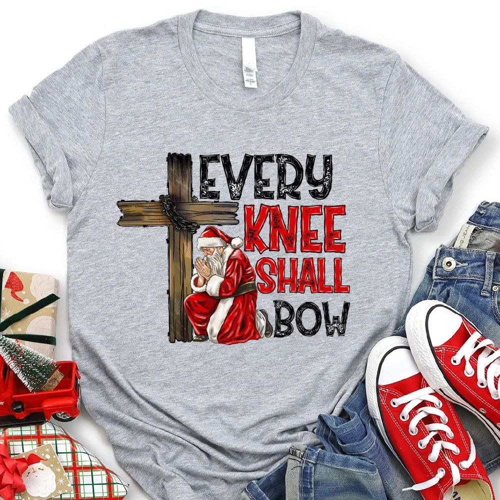 Every Knee Shall Bow Christian Christmas T-Shirt