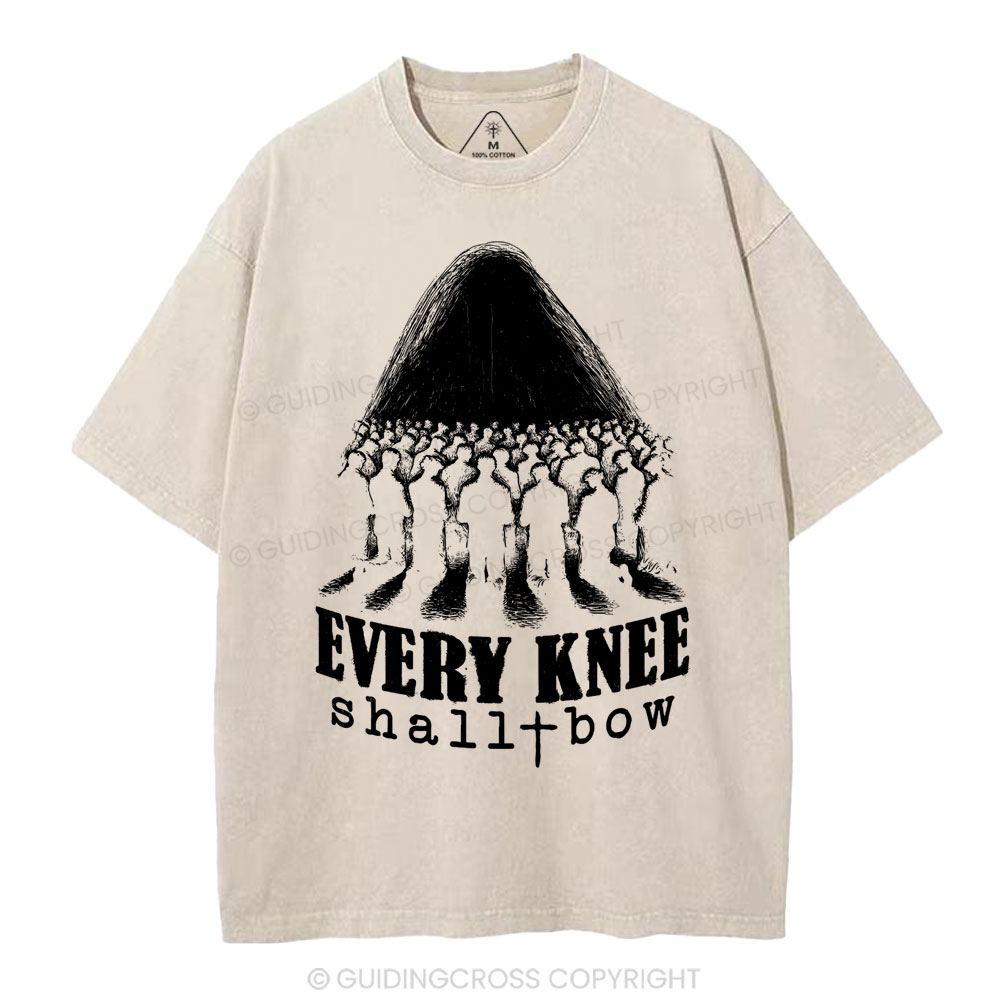 Every Knee Shall Bow Christian Washed T-Shirt