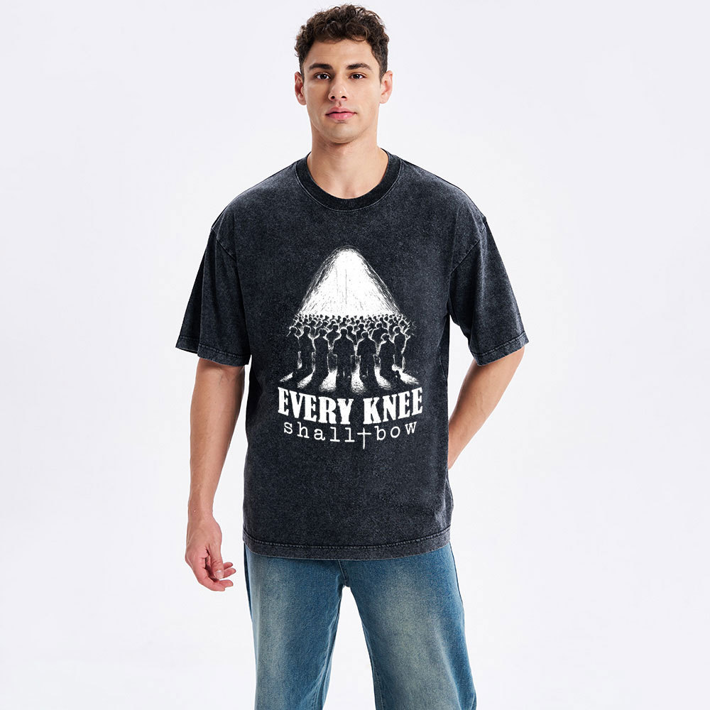Every Knee Shall Bow Christian Washed T-Shirt