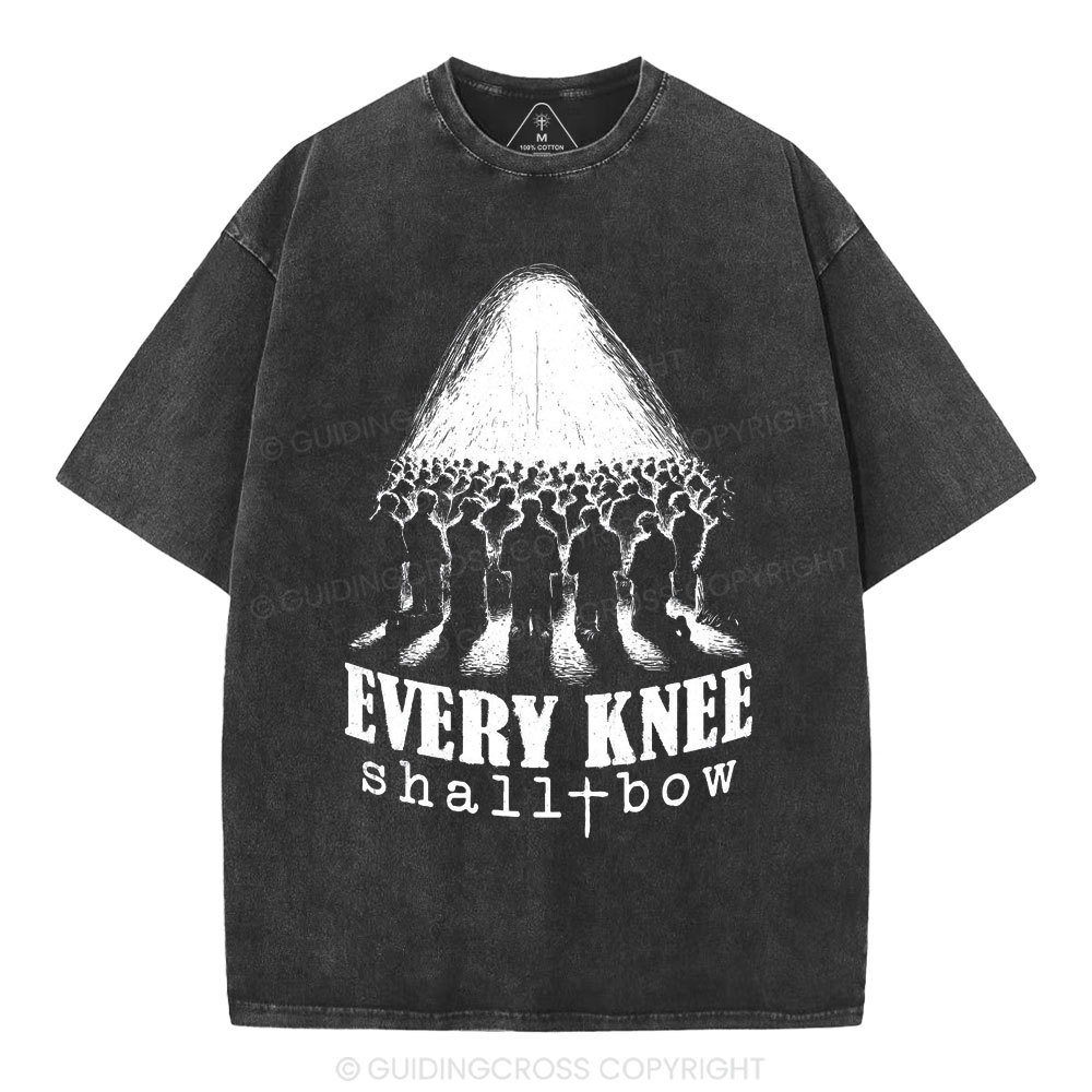 Every Knee Shall Bow Christian Washed T-Shirt