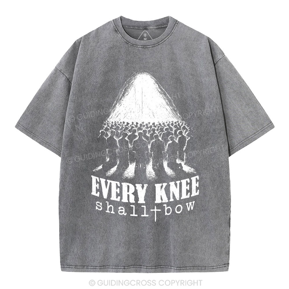 Every Knee Shall Bow Christian Washed T-Shirt