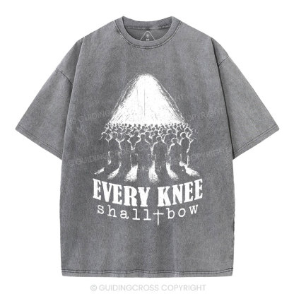 Every Knee Shall Bow Christian Washed T-Shirt