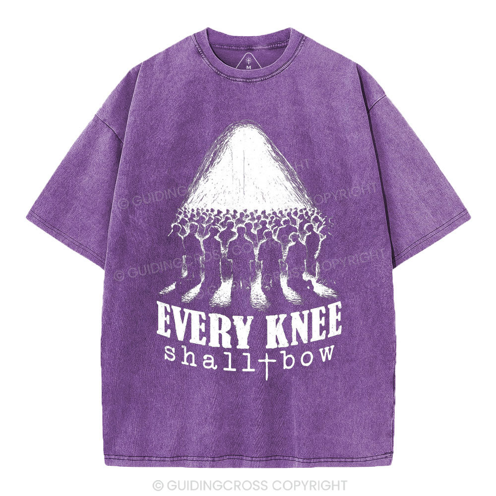 Every Knee Shall Bow Christian Washed T-Shirt