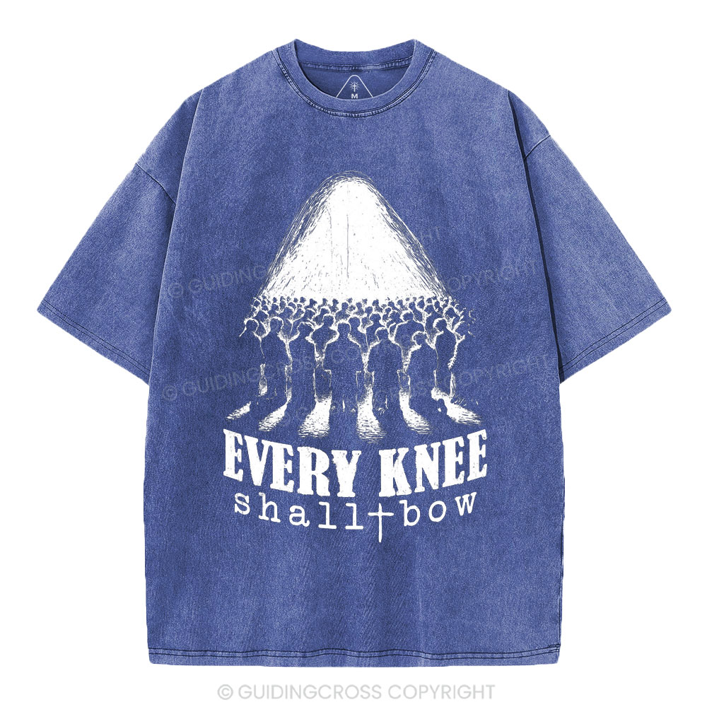 Every Knee Shall Bow Christian Washed T-Shirt