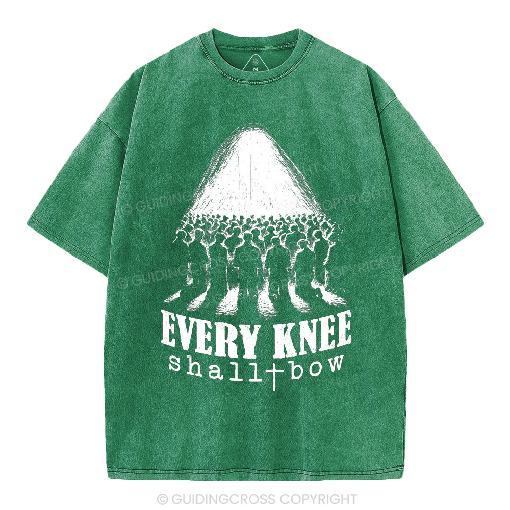 Every Knee Shall Bow Christian Washed T-Shirt