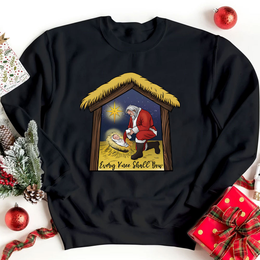 Every Knee Shall Bow Christmas Christian Sweatshirt