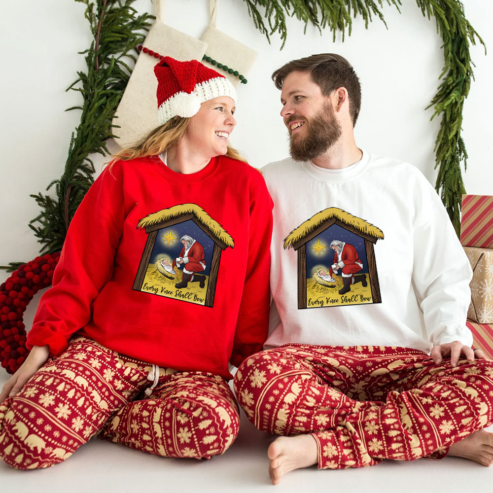 Every Knee Shall Bow Christmas Christian Sweatshirt