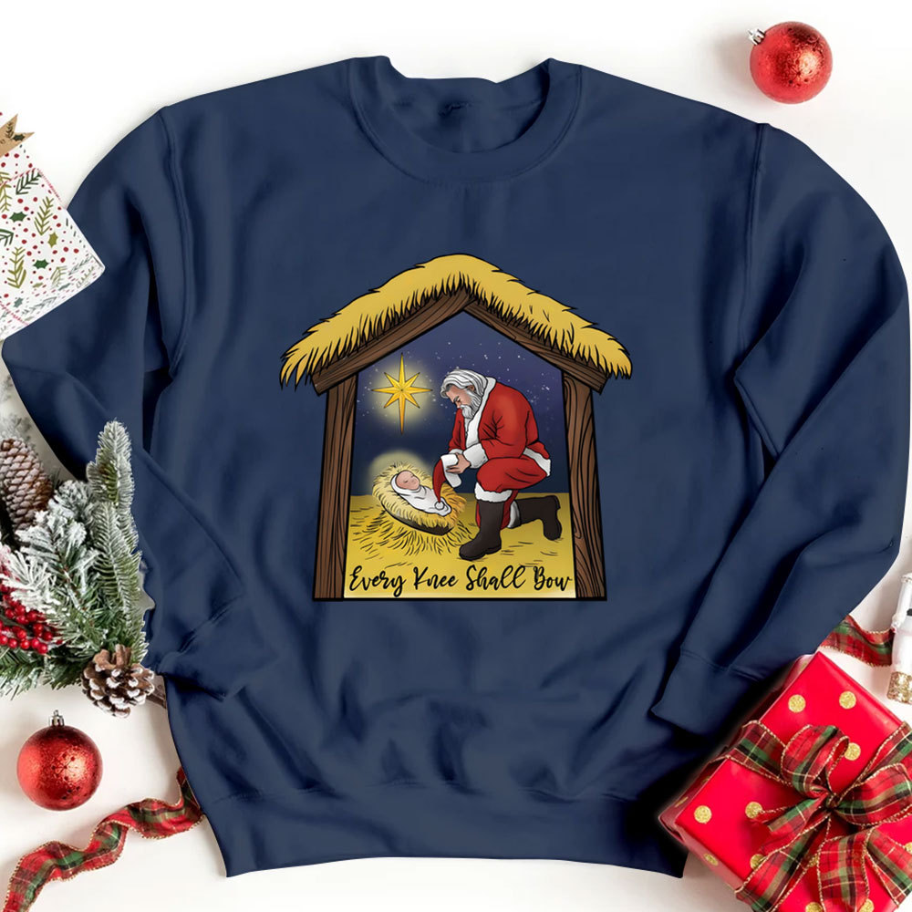 Every Knee Shall Bow Christmas Christian Sweatshirt