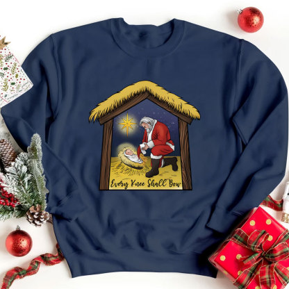 Every Knee Shall Bow Christmas Christian Sweatshirt