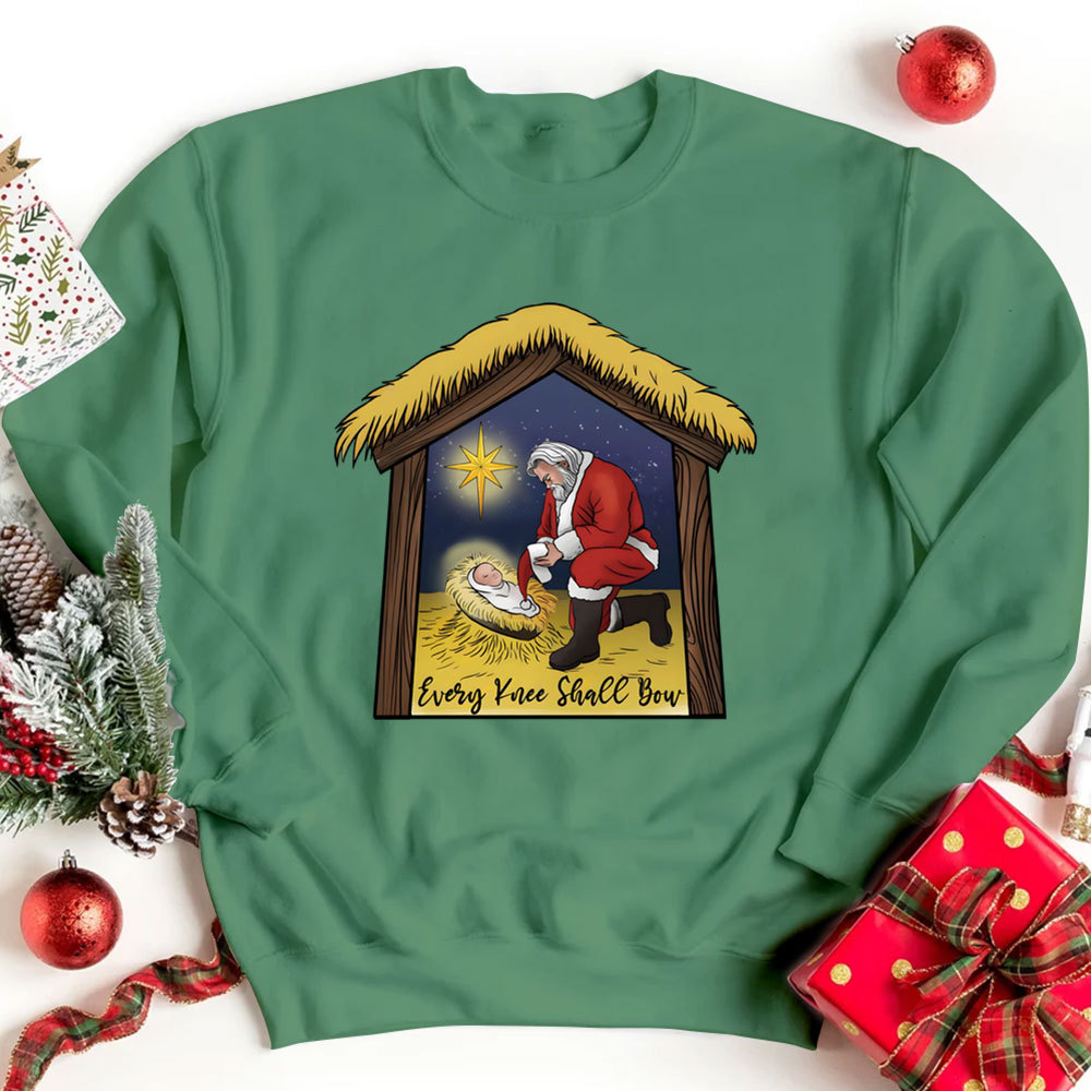 Every Knee Shall Bow Christmas Christian Sweatshirt