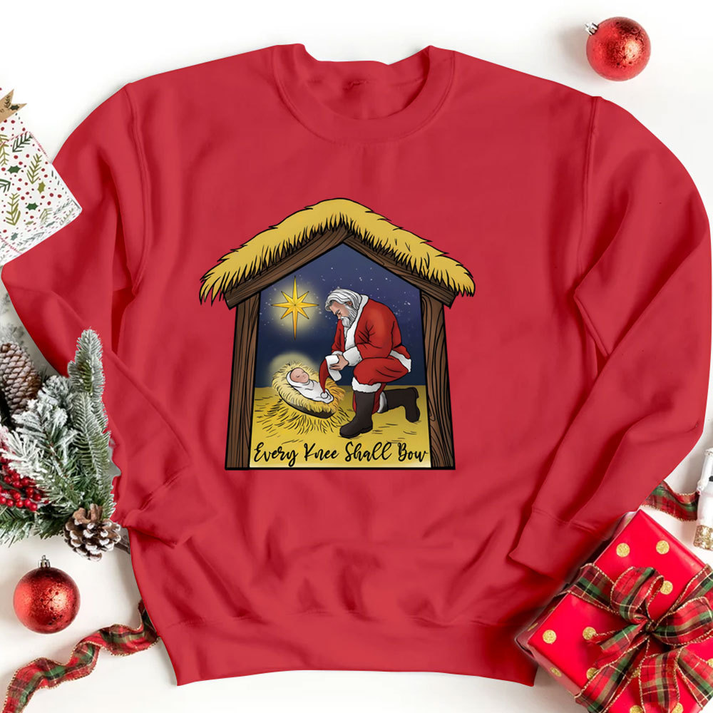 Every Knee Shall Bow Christmas Christian Sweatshirt