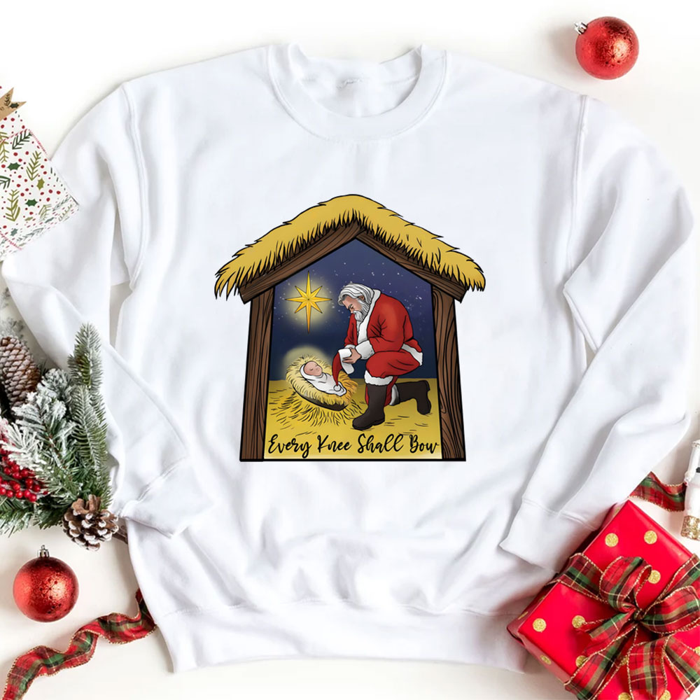 Every Knee Shall Bow Christmas Christian Sweatshirt