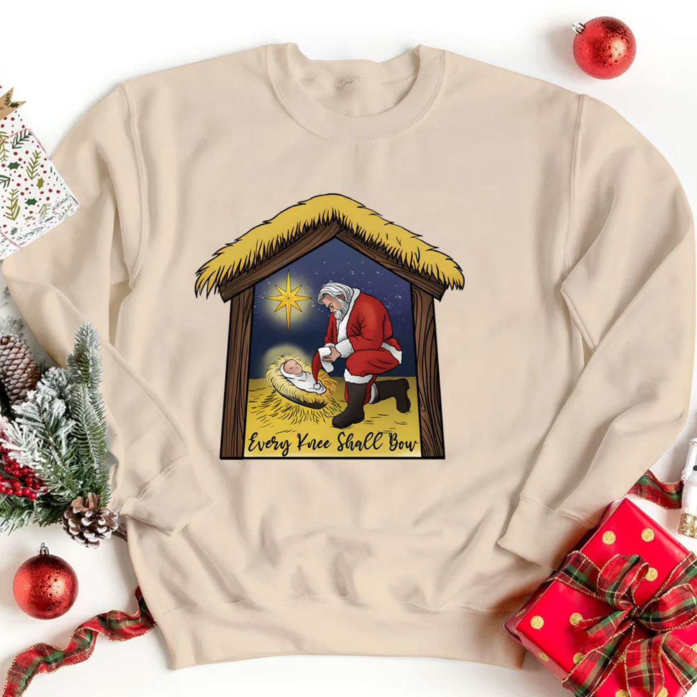 Every Knee Shall Bow Christmas Christian Sweatshirt
