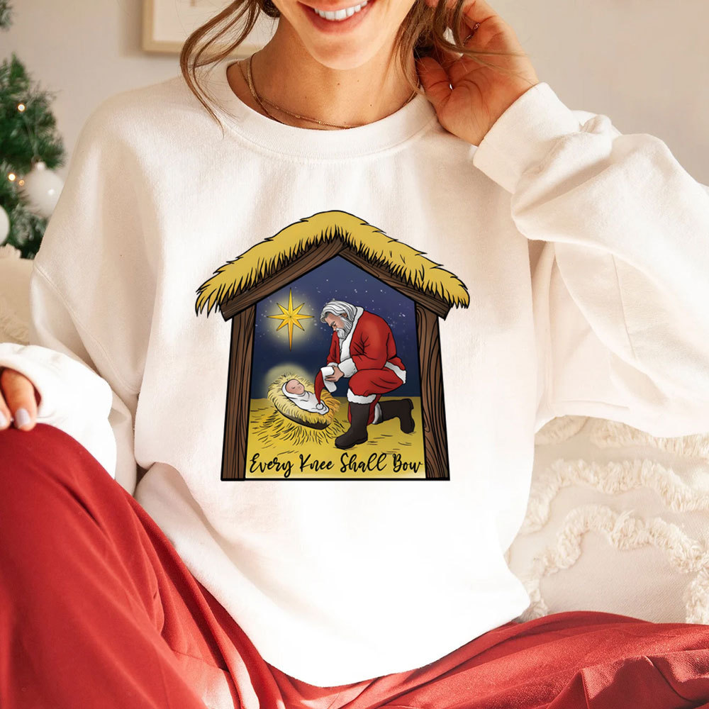 Every Knee Shall Bow Christmas Christian Sweatshirt