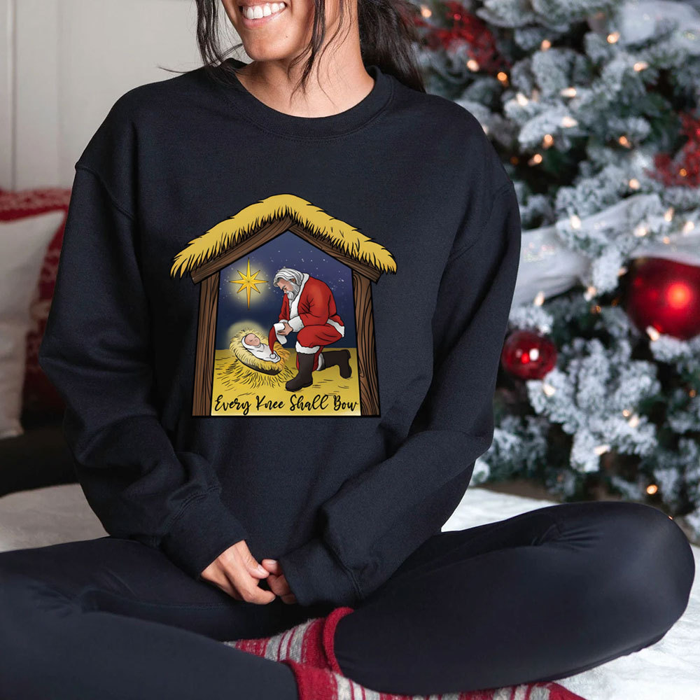 Every Knee Shall Bow Christmas Christian Sweatshirt