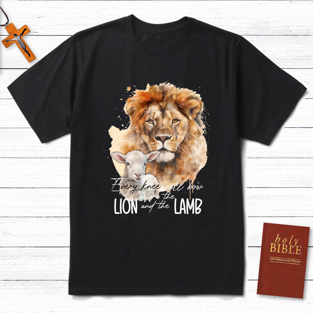 Every Knee Will Bow Before Lion And Lamb Christian T-Shirt