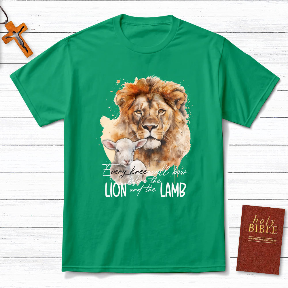 Every Knee Will Bow Before Lion And Lamb Christian T-Shirt