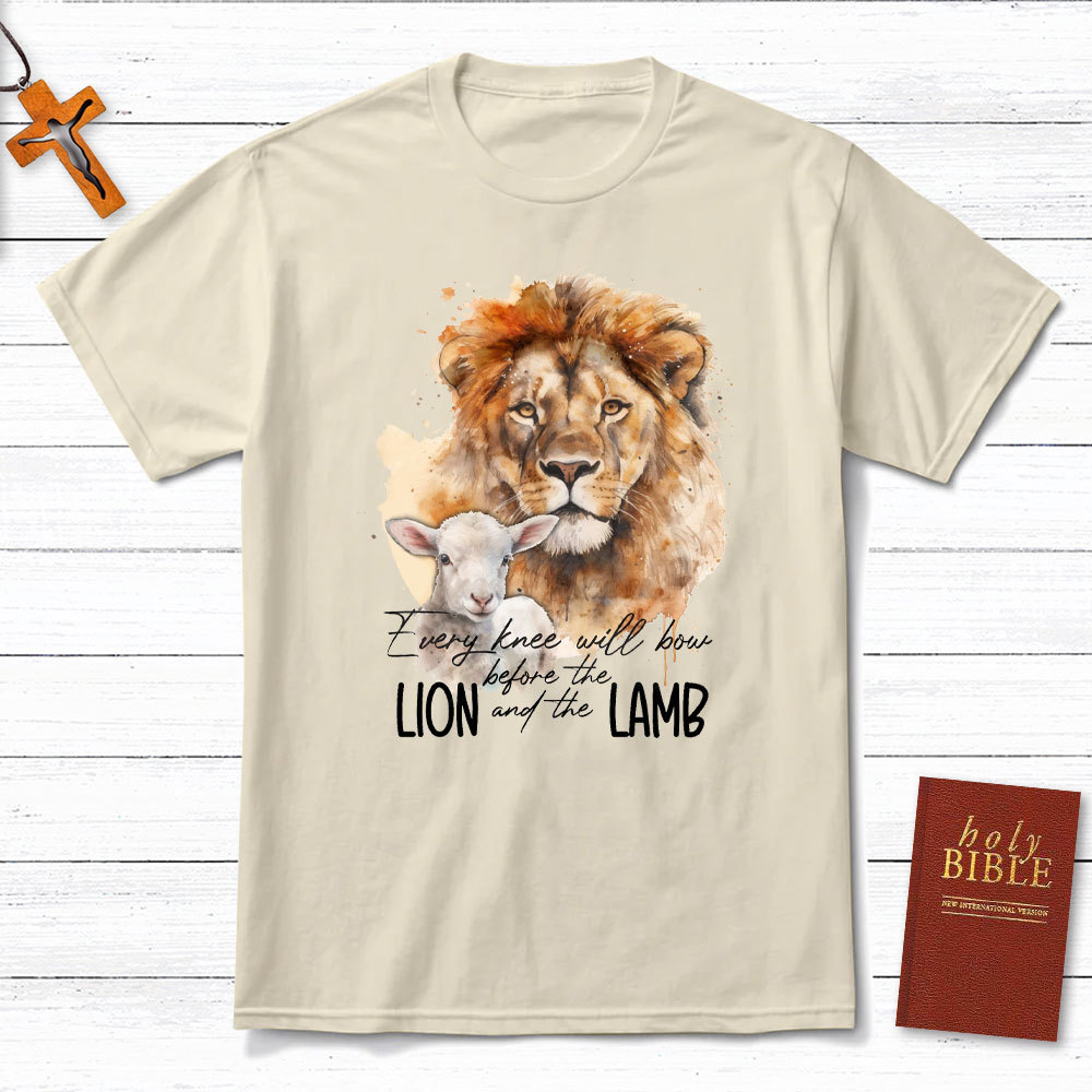 Every Knee Will Bow Before Lion And Lamb Christian T-Shirt