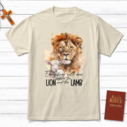 Every Knee Will Bow Before Lion And Lamb Christian T-Shirt