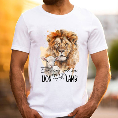 Every Knee Will Bow Before Lion And Lamb Christian T-Shirt