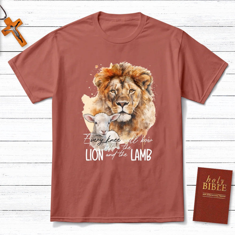 Every Knee Will Bow Before Lion And Lamb Christian T-Shirt