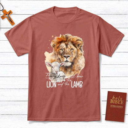 Every Knee Will Bow Before Lion And Lamb Christian T-Shirt