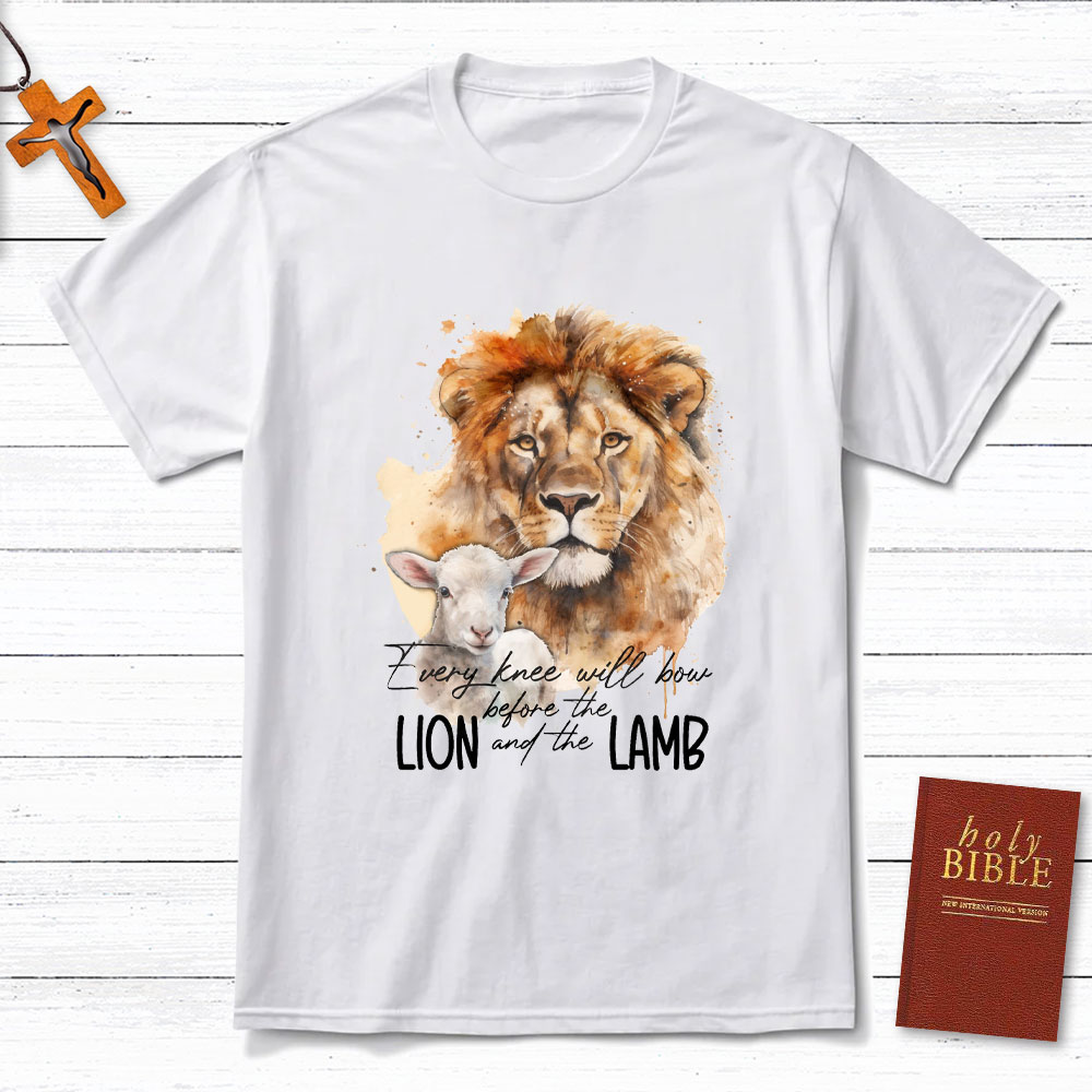 Every Knee Will Bow Before Lion And Lamb Christian T-Shirt