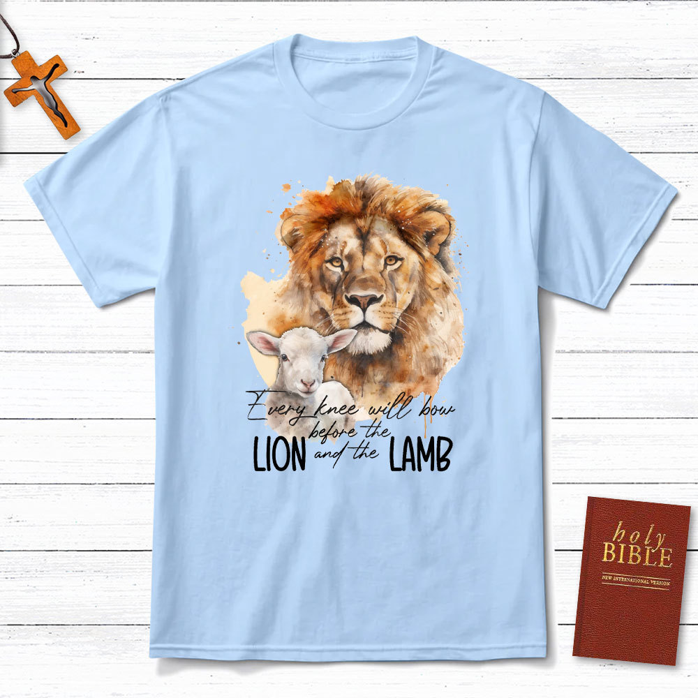 Every Knee Will Bow Before Lion And Lamb Christian T-Shirt