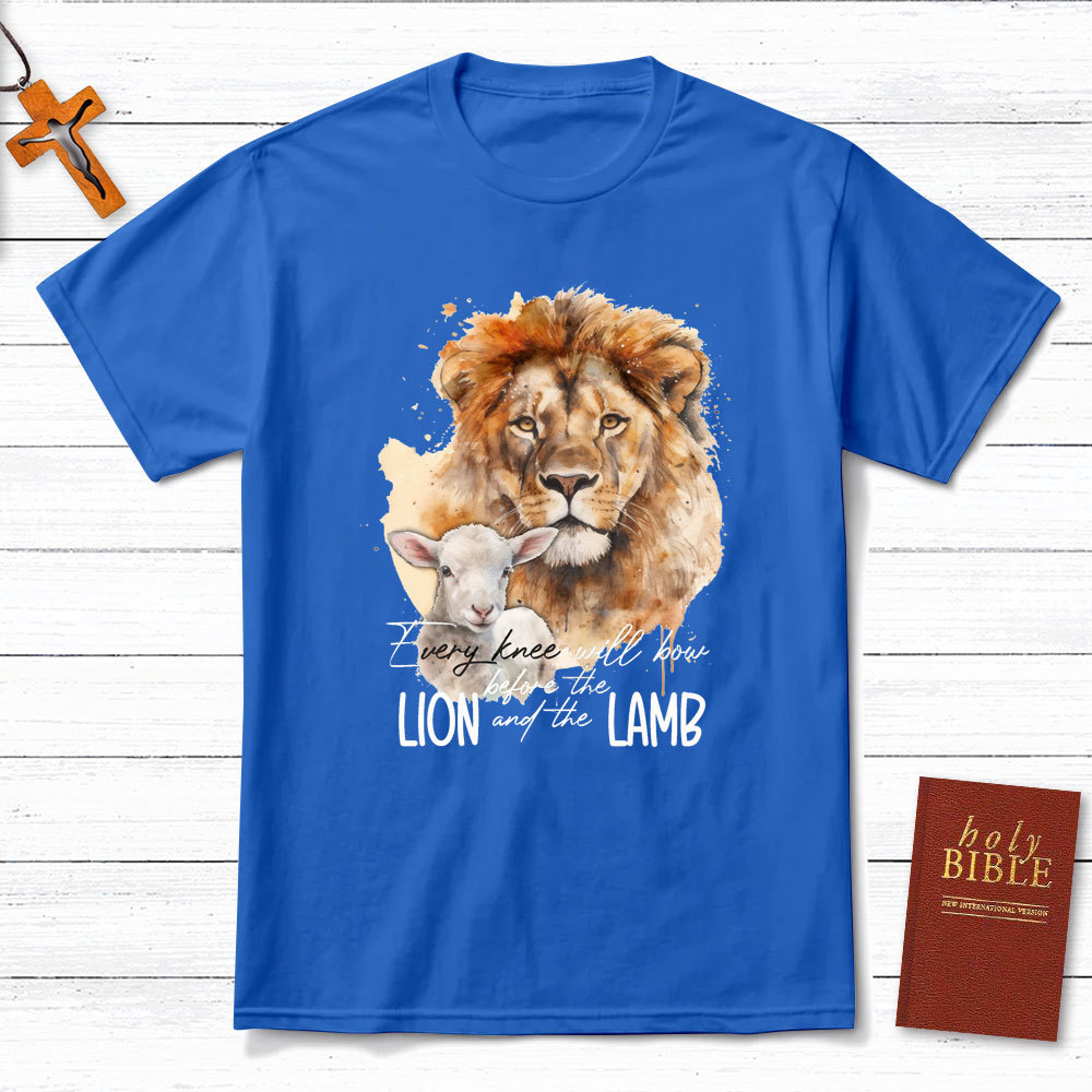 Every Knee Will Bow Before Lion And Lamb Christian T-Shirt