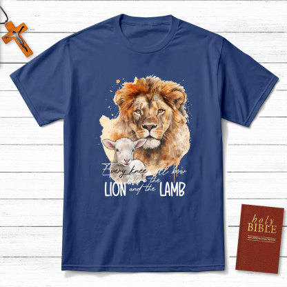 Every Knee Will Bow Before Lion And Lamb Christian T-Shirt