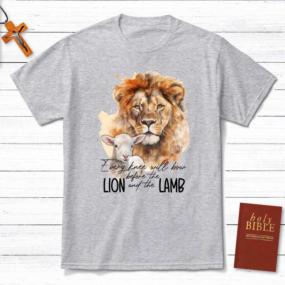 Every Knee Will Bow Before Lion And Lamb Christian T-Shirt
