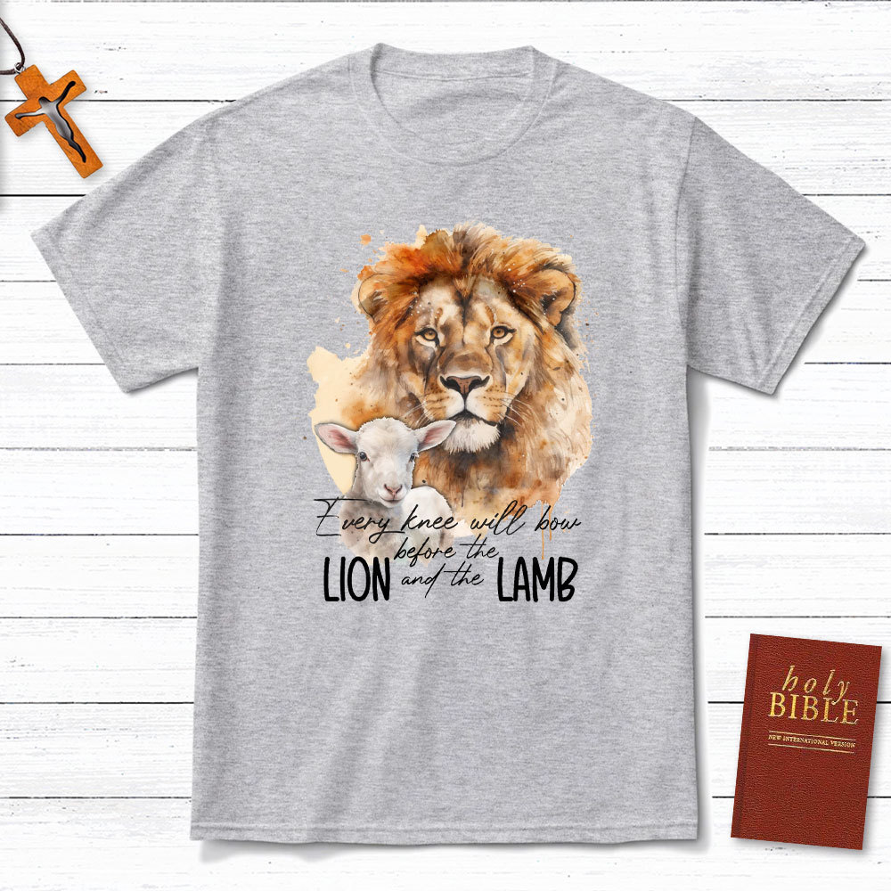 Every Knee Will Bow Before Lion And Lamb Christian T-Shirt