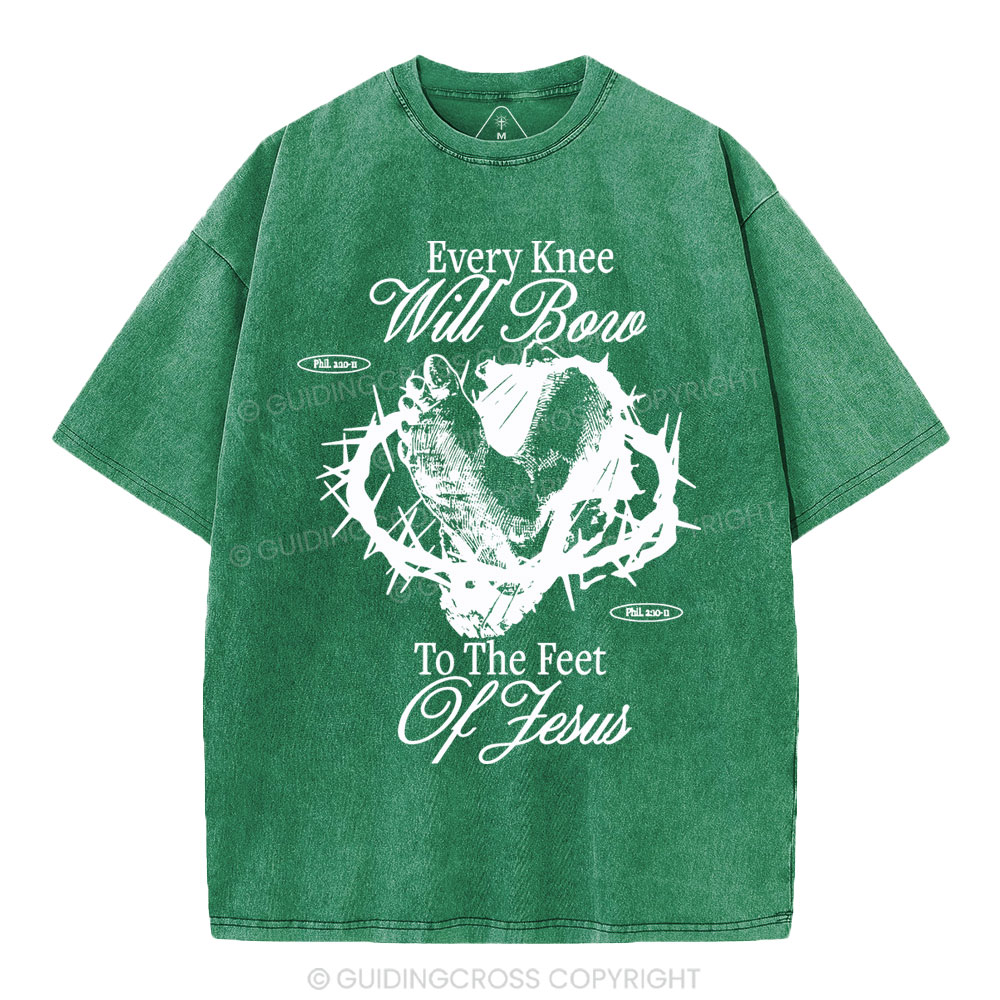Every Knee Will Bow Christian Washed T-Shirt