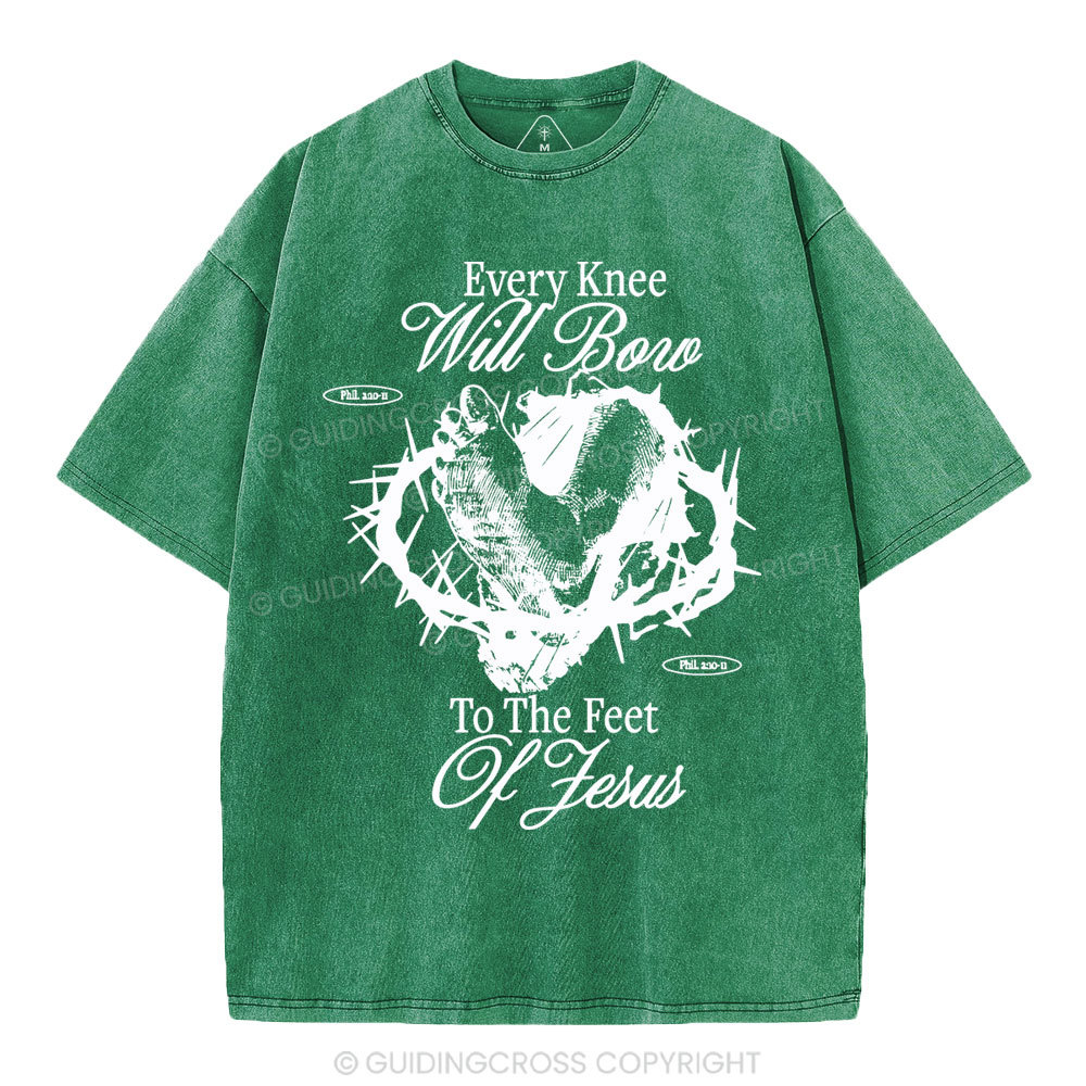 Every Knee Will Bow Christian Washed T-Shirt