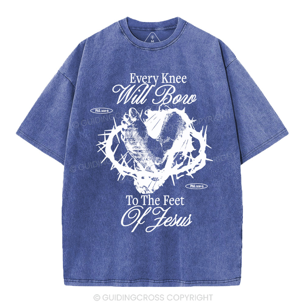 Every Knee Will Bow Christian Washed T-Shirt