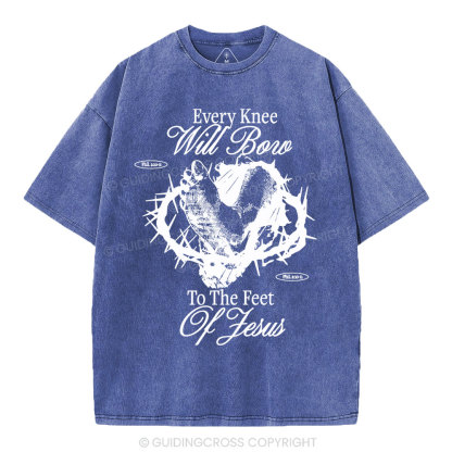 Every Knee Will Bow Christian Washed T-Shirt