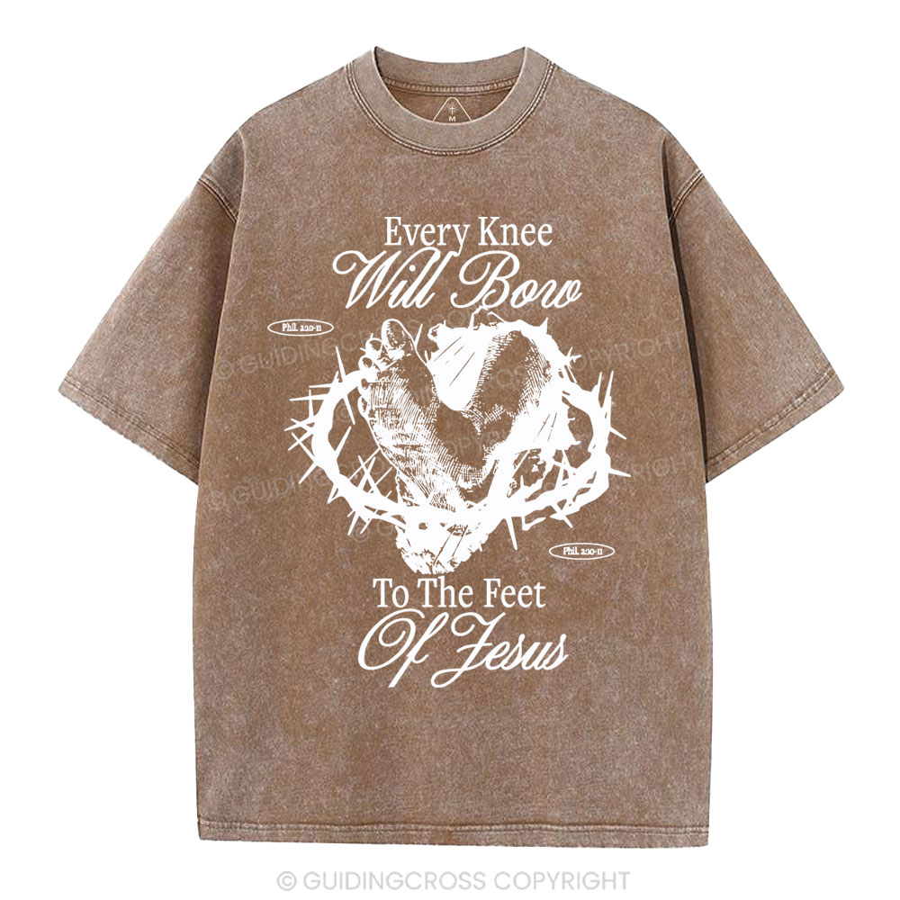 Every Knee Will Bow Christian Washed T-Shirt
